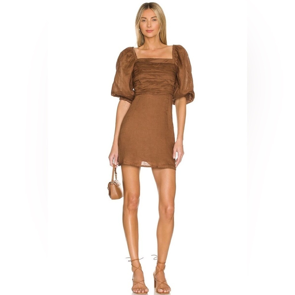 Faithfull The Brand Venezia Mini Dress Cinnamon Size S